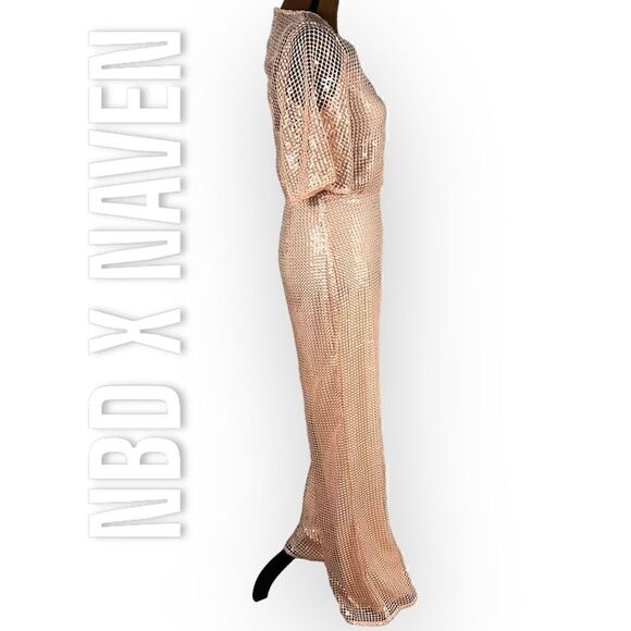 NBD × Naven Camilla Jumpsuit in Peach Blush from Revolve Mesh Overlay Women’s XS - Picture 6 of 16